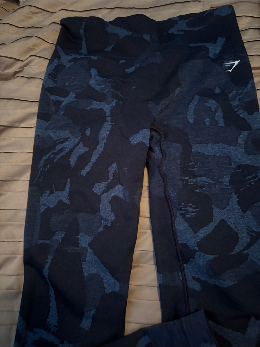 Gymshark Navy and Dark Blue Camo High-Waist Leggings